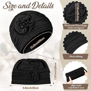 Lot de 4 bonnets chimio rayés pour femmes, turbans doux, foulards anti-<span class=keywords><strong>cancer</strong></span>, bonnets élastiques, bandeaux pour <span class=keywords><strong>cheveux</strong></span>, toutes saisons - Product Image 2