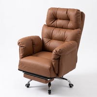 Chaise de bureau exécutive rembourrée pivotante et coulissante avec repose-pieds en cuir PU et structure métallique pour le bureau à domicile