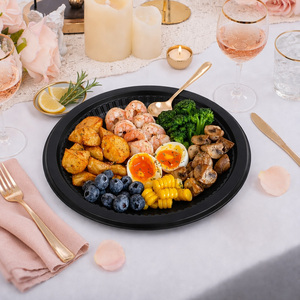 Wholesale Custom Black PP Disposable Plates 6 7 9 10 Inch Ribbed Reinforced Rim for <b>BBQ</b> Party Catering Meal Prep - Product Image 5