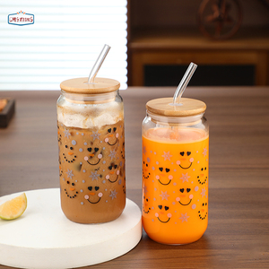 Taza de café de Navidad 16oz Vidrio transparente Caramelos de Papá Noel Taza de vidrio de Navidad Relleno de medias Vaso de Navidad <span class=keywords><strong>con</strong></span> pajita - Product Image 5