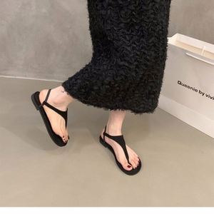 2026 New Summer <b>Flat</b> Retro Vacation Style Clip Toe <b>Sandals</b> fairy Black Soft Sole Non slip Breathable Beach Roman Shoes - Product Image 1