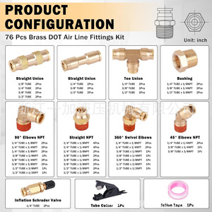 ชุดข้อต่อลมทองเหลือง Zhuji Xiangjia Machinery 76 ชิ้น แบบเกลียว NPT สำหรับระบบเบรกลม - Product Image 3