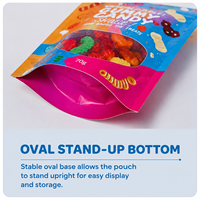 Nouveaux sacs personnalisés pour bonbons, sachets refermables de qualité alimentaire, pochettes en aluminium Mylar avec fenêtre