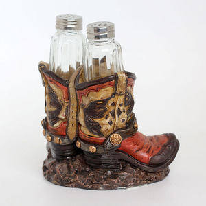 Salière et poivrière en polyrésine, design bottes <span class=keywords><strong>de</strong></span> <span class=keywords><strong>cowboy</strong></span>, support <span class=keywords><strong>de</strong></span> table - Product Image 3