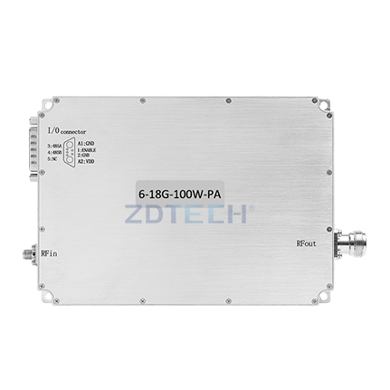High Power 100W 6-18GHz Wideband RF Power Amplifier Module GaN Based High Gain 50dB Amplifier for Communication and Test Systems