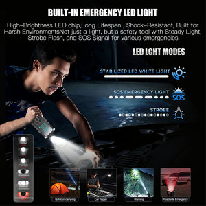 Многофункциональное пусковое устройство для автомобиля: с накачкой в шинах высокого давления, зарядным банком и светодиодной подсветкой для аварийного использования - Product Image 2