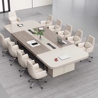Combinaison Chaise et Table de Conférence en Bois, Style Simple et Moderne, Rectangulaire, pour Bureau, Salle de Réception, Réunion, Formation, avec Boîte de Rangement Câbles