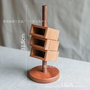 Solid Wood Slanted Pen Holder 3 Tier Desktop Organizer 10Cm X 8Cm X 15Cm Standing Type For Office Study Storage - Product Image 4