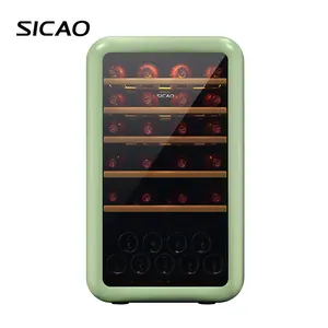 Vintage glass foldable mini wine refrigerator wine and beverage cooler for family table with light