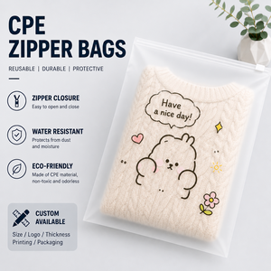 ถุงซิปใส CPE ลายพิมพ์น่ารัก ใช้ซ้ำได้ สำหรับเก็บเสื้อผ้าและของใช้สำหรับการเดินทาง - Product Image 1