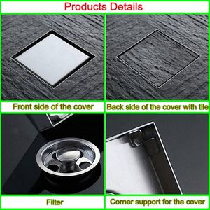HF 4 pouces 304 acier inoxydable Anti-odeur carré Invisible carrelage insérer <span class=keywords><strong>douche</strong></span> drain <span class=keywords><strong>de</strong></span> sol - Product Image 6