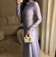 Robes modestes Y36 en polyester turc, longueur cheville, manches longues, coupe ajustée, pour femmes, pour tous les jours et les fêtes, tendance