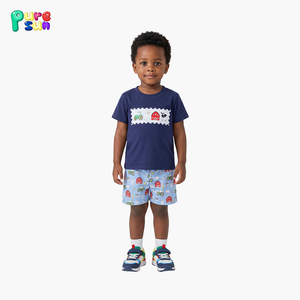 طقم ملابس أطفال مطرز بأسلوب عصري من Puresun، ملابس أطفال مخصصة مطرزة، أطقم ملابس قطنية للأولاد - Product Image 3