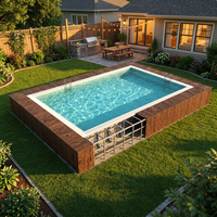 Piscine rectangulaire modulaire portable, directement de l'usine, structure en acier inoxydable, design démontable, acier robuste, épaisseur 3 mm