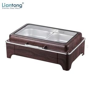 Réchaud de buffet en acier inoxydable de 9 litres au design moderne avec finition couleur bois pour la restauration, les hôtels et les restaurants, doté d'un réchaud de 9L - Product Image 4