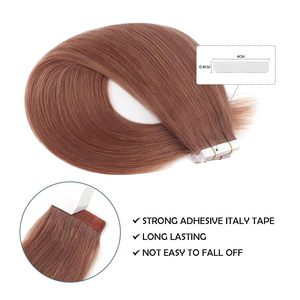 Extensions per <span class=keywords><strong>capelli</strong></span> in pellicola senza cuciture rosso rame <span class=keywords><strong>castano</strong></span> all'ingrosso, extension a nastro di alta qualità in <span class=keywords><strong>capelli</strong></span> umani per <span class=keywords><strong>capelli</strong></span> lunghi - Product Image 5