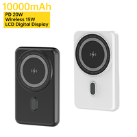 Banque d'alimentation sans fil magnétique Aspor A385 ultra-fine 10 mm 10000 mAh avec écran LCD, charge rapide PD 20 W et charge sans fil 15 W