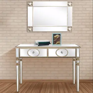 2023 antique European Silver mirror Console Table set Gold mirrored console decoration Court style console for living room