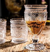 Verres à vin vintage de 11 oz, verres à eau transparents, verres à vin pour mariage, fête, banquet, réception, maison