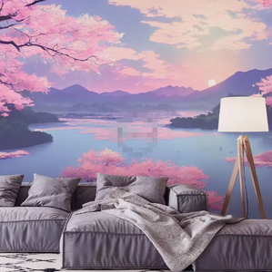 Paysage sous les arbres de fleurs de <span class=keywords><strong>cerisier</strong></span> japonais Peel and Stick Wallpaper - Product Image 2