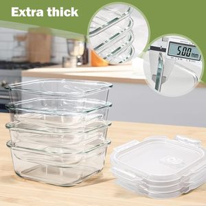 New Design BPA-Free Glass Storage Container <b>Box</b> <b>Set</b> with Glass Lid Kitchen Glass Baking Tray Oven Heating - Product Image 3