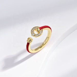 factory price plata 925 <b>sterling</b> <b>silver</b> unique red string <b>ring</b> open star moon gold plated woman fashion dainty <b>adjustable</b> <b>rings</b> - Product Image 4
