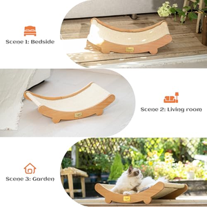 Tempat tidur kucing klasik mewah Set mainan gaya Modern papan garuk bambu untuk Natal bahan kertas Halloween - Product Image 6