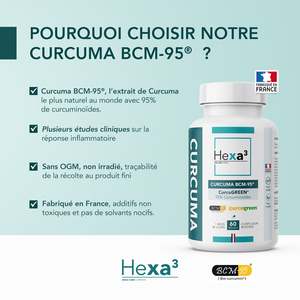 Hexa3 Extracto Herbal de Cúrcuma Etiqueta Blanca Antioxidante 60 Cápsulas BCM-95 Curcugreen Dosis de 150mg Suministro para 30 Días Uso en Adultos - Product Image 3