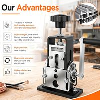 Machine à dénuder les fils manuelle, outil de dénudage de câbles de 0,06 à 1 pouce avec 2 lames de rechange, double alimentation par perceuse et manivelle