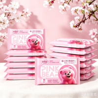 Mini lingettes pour bébé, pack de voyage, 10 lingettes, non tissées, ours rose, lingettes humides pour les mains et la bouche, pour sac à couches et sorties