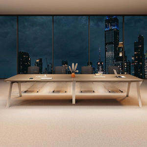 Mesa de Conferencia Rectangular con Caja de Cables Desmontable, Mueble de Oficina Estable para Sala de Reuniones - Product Image 3