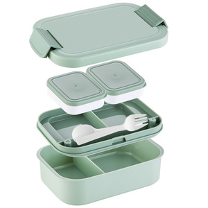 Qijia Plastic <b>Lunch</b> <b>Box</b> 1-2L Microwaveable Divided <b>Compartments</b> Bento <b>Box</b> For Office Student Use - Product Image 5
