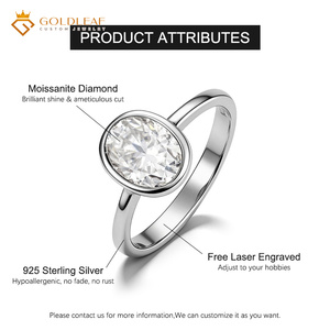 Anillo de Plata de Ley Chapado en Oro con Moissanita de Corte Ovalado para Mujer, Certificado por Terceros, para Uso Diario o Bodas - Product Image 2