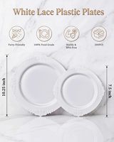 100 Assiettes en plastique jetables blanc pur, comprenant 50 assiettes à dîner de 10,25 pouces et 50 assiettes à dessert de 7,5 pouces pour mariages et fêtes
