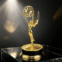 Trophée en alliage de zinc plaqué or style Emmy avec impression UV, statue de récompense gravée sur mesure pour cérémonie, souvenir, cadeau