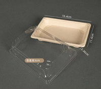 HeePACK Canne à sucre Bagasse Papier Sushi Plateaux Compostable Récipient pour aliments froids Multi Tailles Plateau biodégradable avec couvercle en PET