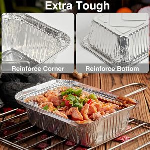 50 100 200 Pack Wholesale Silver Thickened Disposable Aluminum Foil PET Eco-Friendly Food Grade 300ml Takeaway Food Packaging - Product Image 4