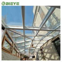 Serre en verre à grande portée résistante au vent et à la neige, avec sécurité anti-effraction, verre trempé, cadre multicolore, extension de terrasse, maison en verre