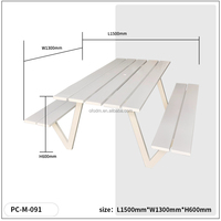 Table de pique-nique moderne en bois plastique recyclé écologique, résistante aux intempéries, pour usage commercial extérieur en jardin ou salle à manger d'hôpital
