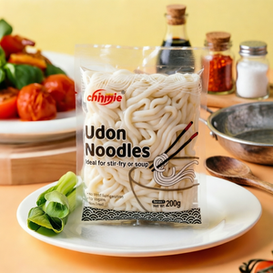 Nouilles Udon Fraîches en Gros 200g Style Japonais Halal Végétarien Norme BRC Emballage Personnalisé avec Logo - Product Image 1