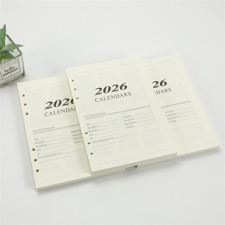 2025 календарь, планер A5, бумага для пополнения, 6 отверстий, 176 листы, вкладыши для блокнота