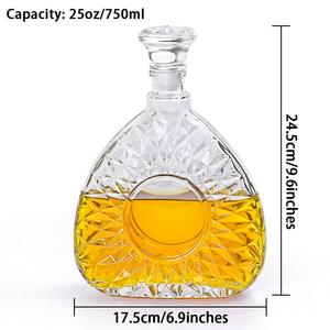 Decantador de Licor de Vidrio con Tapón Hermético y Diseño Estampado en Oro para Whisky, Brandy, <span class=keywords><strong>Bourbon</strong></span>, 25oz/750ml - Product Image 3