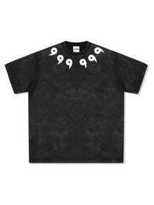 เสื้อยืดแขนสั้นพิมพ์<span class=keywords><strong>ลาย</strong></span><span class=keywords><strong>สัก</strong></span>สไตล์อเมริกันเรโทรสีดำ ลุควินเทจ ซักฟอกแบบวินเทจ ทรงหลวม - Product Image 3