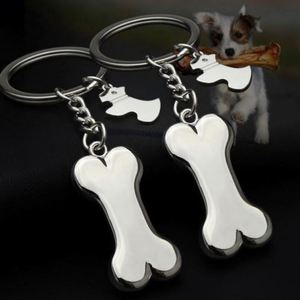 Promotional Dog Bone Charm <b>Keychain</b> Blank Silver Pendant Metal Accessories Fashion Custom logo Dog Bone Key Chain Charm Key Ring - Product Image 2