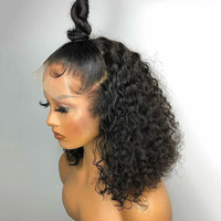 Perruque Pixie Bouclée Cheveux Naturels Vietnamiens Sans Colle Pré-Pluckée Prête à Porter