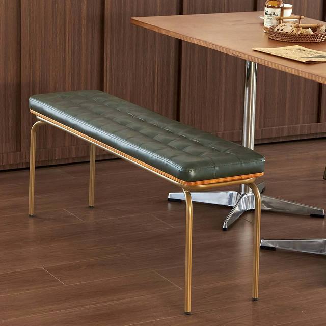Vintage Mid-Century Style Iron Art Home Dining Chair Long Stool for Restaurant Bedroom Sofa Bed Entryway Shoe Changing Bench