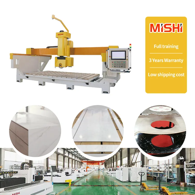 Mishi 5 trục 45 độ chamfer đá cẩm thạch tự động đá granit cắt đá granit cầu Máy cưa để cắt tấm