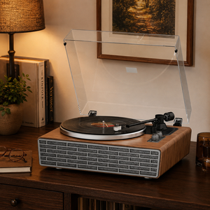Tourne-disque vinyle tout-en-un avec 4 haut-parleurs intégrés, prend en charge 33/45 tours, sortie RCA AT-3600L - Product Image 1