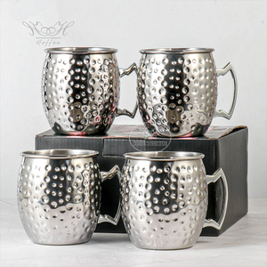 Tazza di mulo di mosca martellata da 12 once 350ml di rame <span class=keywords><strong>argento</strong></span> da Cocktail in metallo tazza di vetro di birra in acciaio inossidabile tazza per Bar bevande refrigerate - Product Image 1