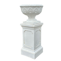Pot de fleurs colonne romaine de style européen, fait main en oxyde de magnésium, grande base sur pied, accessoire de décoration pour entrées de villas